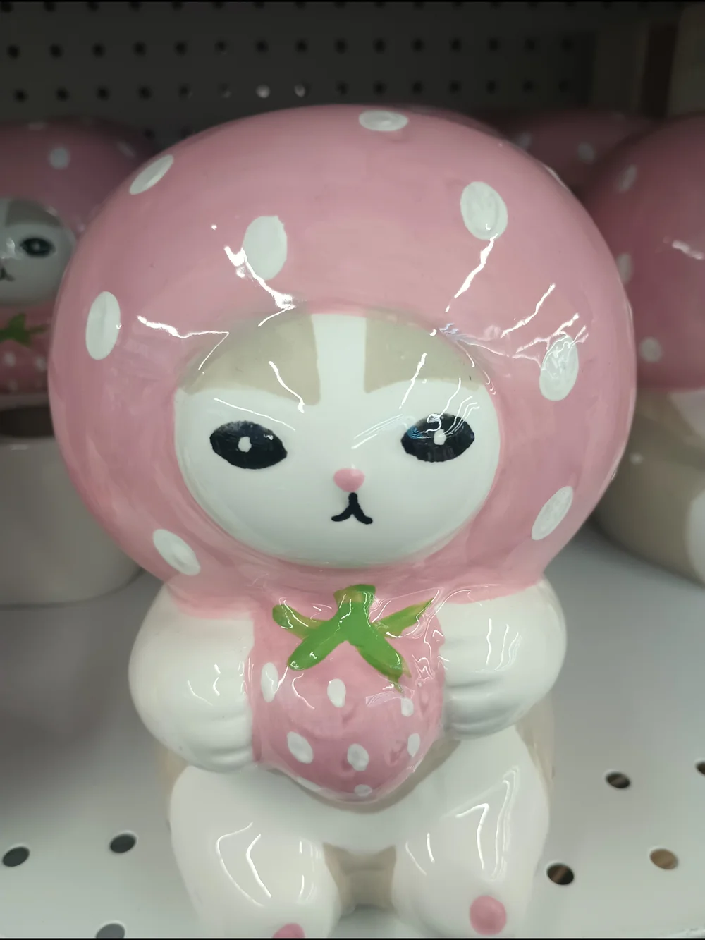 Cute Pink Polka-Dot Bunny Figurine Decorative Accent